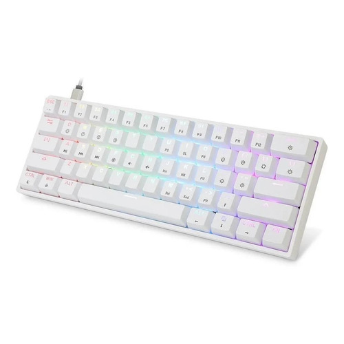 Teclado gamer HK Gaming GK61 QWERTY Gateron Optical Black inglés US color blanco con luz RGB