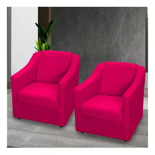 Kit 2 Poltronas Decorativas Consultório Recepção Sala Cores Cor Pink Desenho Do Tecido Suede