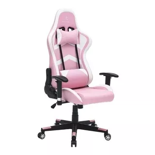 Silla De Escritorio Hikari Gm20 Gamer Ergonómica  Rosa Y Blanca Con Tapizado De Cuero Sintético