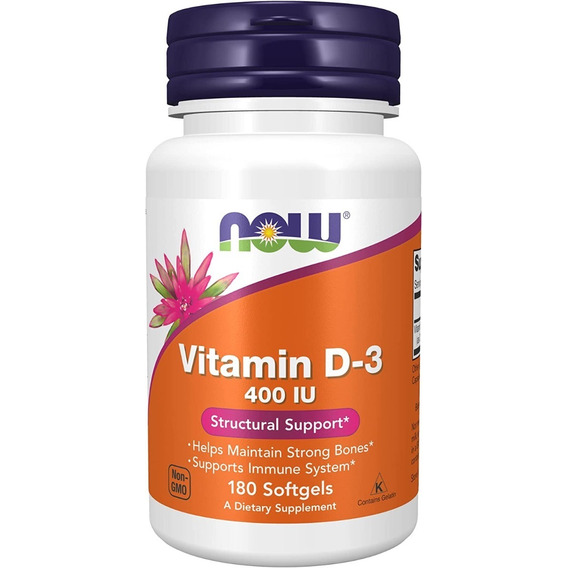 Now Vitamina D-3 400 Ui 180 Cap - Unidad a $321