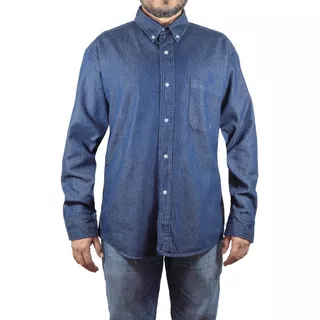 Camisa Manga Larga De Mezclilla 100% Algodón 8 Onzas Extras