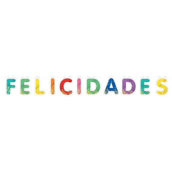 Banderin Guirnalda Banner Felicidades Multicolor C/ Confetti
