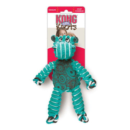 Kong Floppy Knots Hippo M/l Color Celeste Diseño Hipopótamo