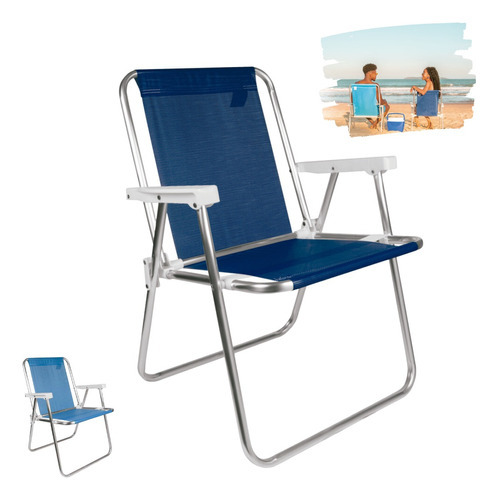 Silla alta de playa Sannet Mor de aluminio azul marino