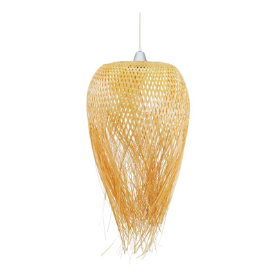 Colgante Deco Moderno De Bambu 35x55 Natural Apto Led E27 