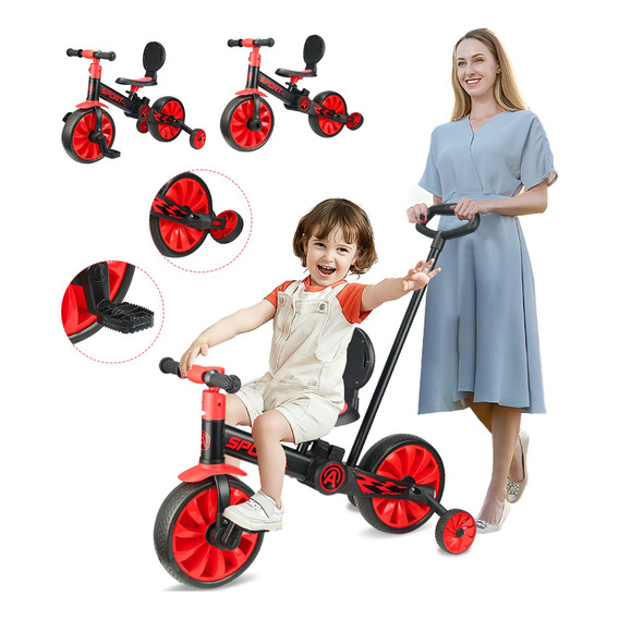 Triciclo Bicicleta De Equilibrio Con Pedales Para Niño 5 En1