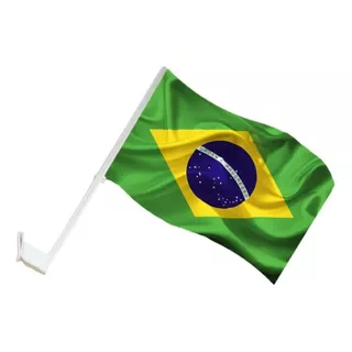 Kit 4 Bandeira Do Brasil Para Vidro Do Carro Em Poliéster