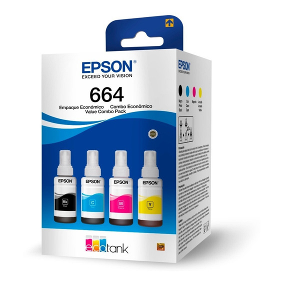 Epson T664 Kit Pack 4 Botella Epson T664 L310 L380 L395 L396