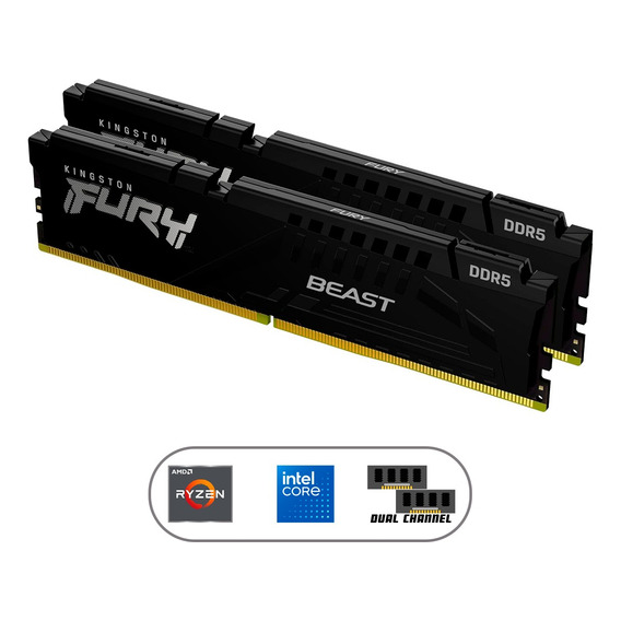 Memoria Kingston Fury Beast Ddr5 16 Gb 5600 Mhz Para Pc