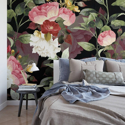 Tapiz Wallpaper Flores Rosas Vinil Decorativo Autoadherible Color Floral Romantico