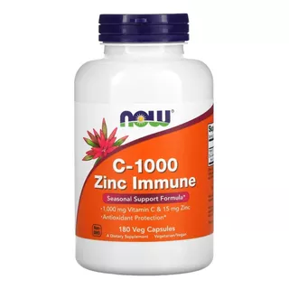 Vitamina C1000mg Zinco15mg Now 180 Caps Now Foods Importado 