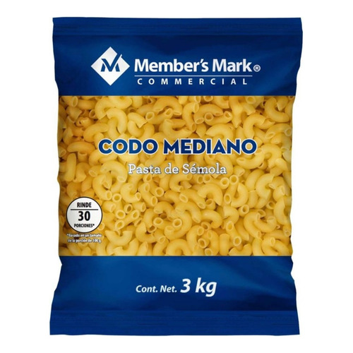 Pasta Member´s Mark Codo Mediano De 3 Kilos