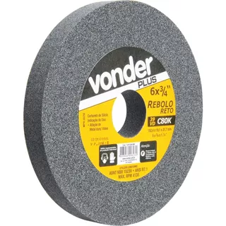 Rebolo Reto Para Metal Duro 6 X 3/4 X 1.1/4 Pol Vonder