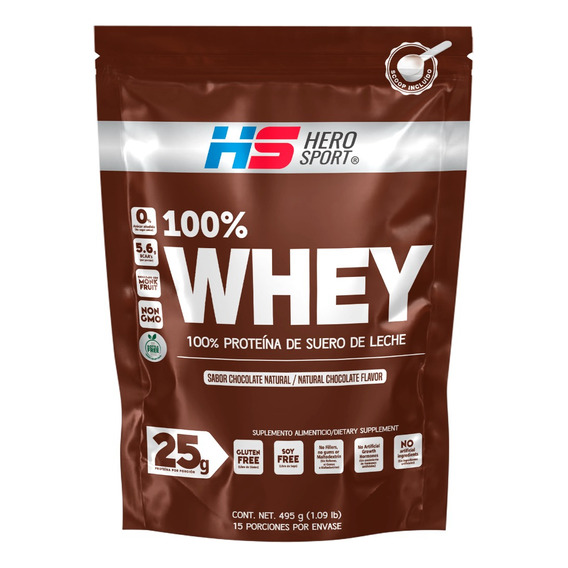 Hero Sport 100% Whey Protein Chocolate 495g 15 Porciones