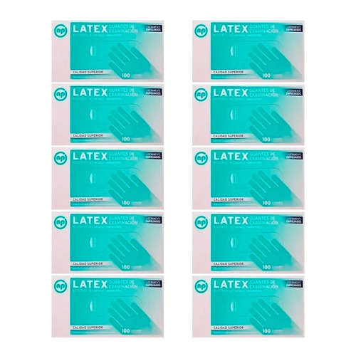 Guantes descartables NP Examinación color blanco talle XL de látex con polvo en pack de 10 x 100 unidades