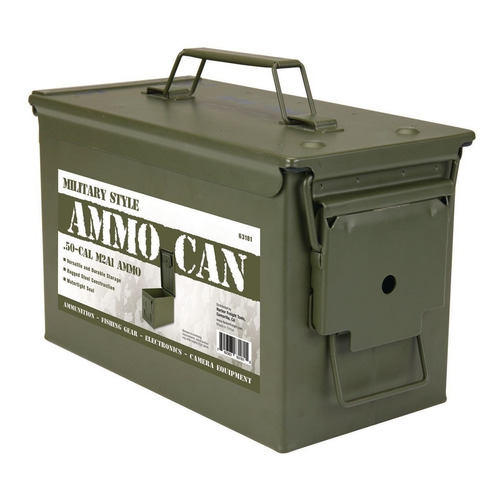 Caja Metalica Tipo Militar Porta Herramientas O Municiones Color Verde oscuro