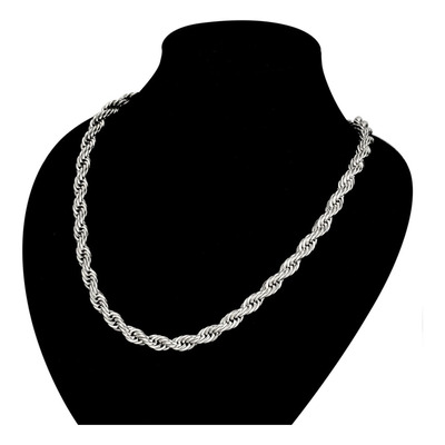 Cadena Collar Torsal Plateado Acero Inoxidable Plata 