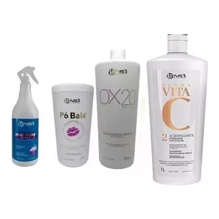 Ns3 Brasil Kit Queratina + Pó White + Ox 20 + Normalizante