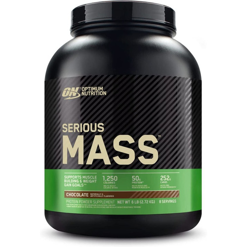 Suplemento en polvo Optimum Nutrition  Mass Serious Mass carbohidratos sabor chocolate en pote de 2.72kg