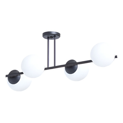 Plafon Colgante De-cor Elyn Lat 4 Luces Negro Globo Opal Negro/opal