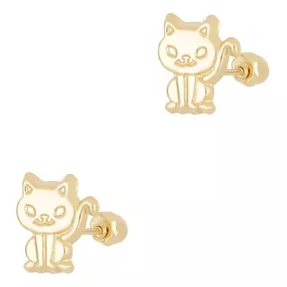 Broqueles De Gato Oro 14k