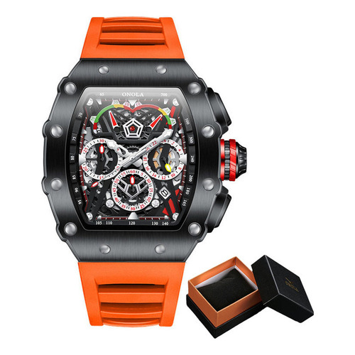 Relojes Onola Business Chronograph Con Calendario Para Hombr Color Del Bisel Negro/naranja