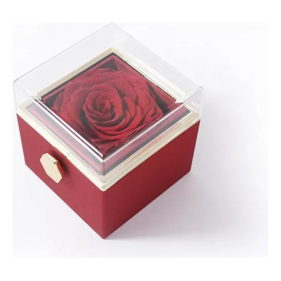 Caja De Anillos De Compromiso Con Propuesta Floral Giratoria