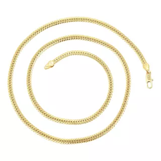 Cadena Oro 14k Lam Serpiente 60cm X 4mm Regalo Elegante Fina