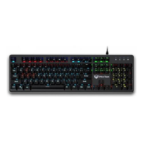 Teclado gamer Meetion MK007 QWERTY inglés US color negro con luz RGB
