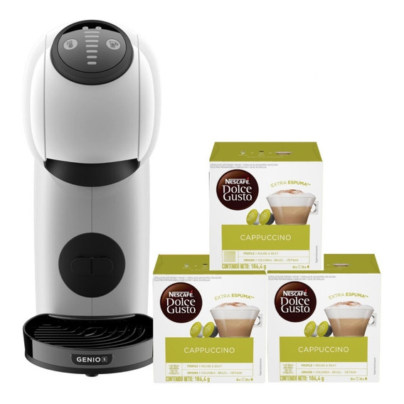 Cafetera Genio S White + Cápsulas Cappuccino X3 Cajas