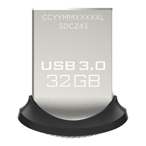 Memoria USB SanDisk Ultra Fit 32GB 3.0 negro y plateado