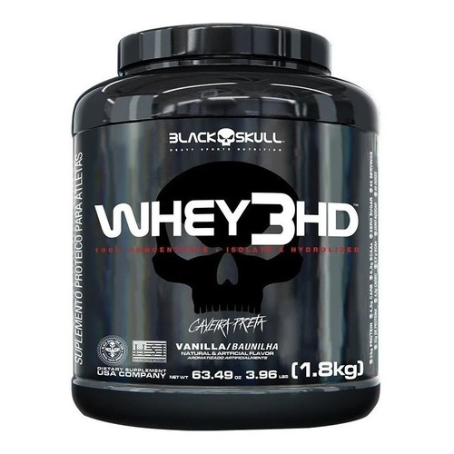 Suplemento en polvo Black Skull  Caveira Preta Series Whey 3HD proteínas sabor vainilla en pote de 1.8kg