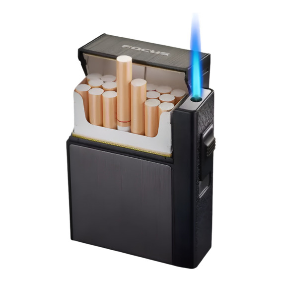 Caja Cigarros Encendedor Recargable Anti Viento 2 En 1 