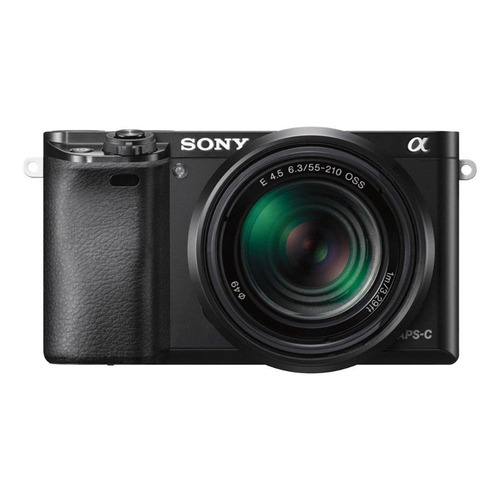  Sony Kit Alpha 6000 + lente 16-50mm OSS + lente 55-210mm OSS ILCE-6000Y sin espejo color  negro