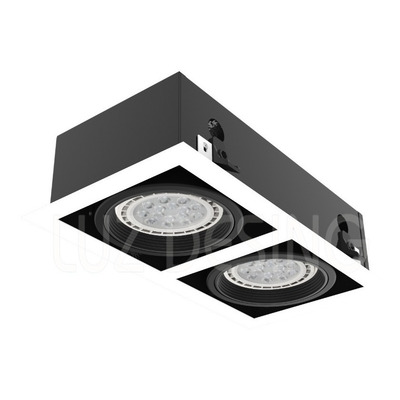 Spot Plafon Embutir 2 Luces Apto Led Ar111 Gu10 Cardanico Blanco