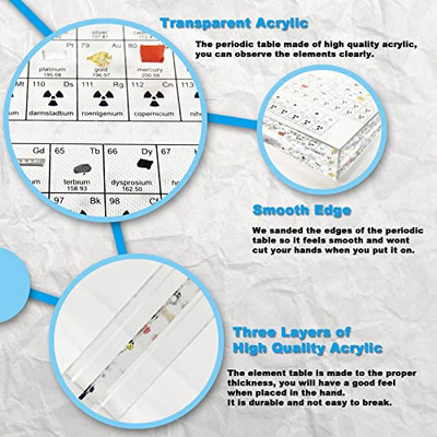 Bewitu Periodic Table With Real Elements Inside, Acrylic Per