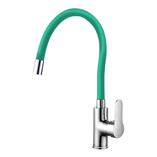 Grifo de Cocina Monocomando Libercam RGRI-09VE Canilla Mezcladora Cromado Cuello Flexible Color Verde