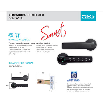 Cerradura Digital Biometrica Smart Bluetooth Cb07-t Tbcin