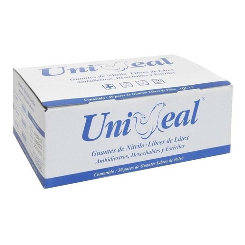 Guantes descartables estériles antideslizantes UniSeal Para examen color lila talle S de nitrilo x 100 unidades