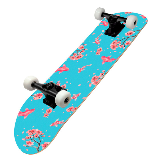 Patineta Musa Skateboards Modelo Peces Koi Con Llanta Blanca Para Todos Los Niveles De Patinadores 31x8 Pulgadas Madera De Maple Para Trucos Regulares Y Avanzados Solo Pam