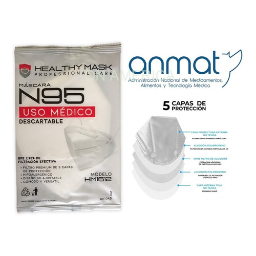 Mascarilla - N#95 Caja X 10 Uni - 5 Capas Color Blanco