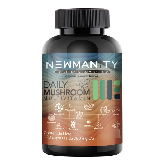 Newmanity | Hongos Y Multivitamínico 120 Cáps Daily Mushroom Sabor Sin Sabor