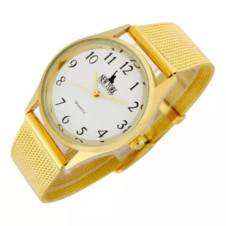 Reloj New York Mujer Ny033 Malla Acero Dorada Caja Dorada