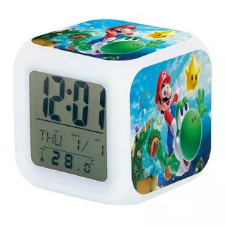 Reloj Despertador Mario Bros Con Luz Led 