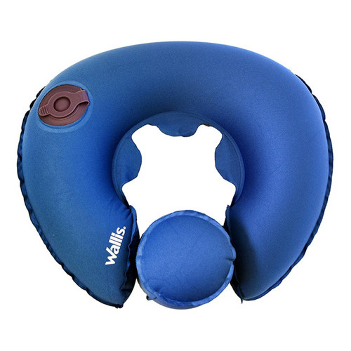 Almohadilla Inflable Cuello P/ Viaje Poliéster Azul Wallis