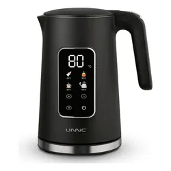 Pava Eléctrica Unnic Pantalla Digital Color Táctil Acero Inoxidable 1.7 L Temperatura Prestablecidas Ideal Para Mate Café Te Color Negro