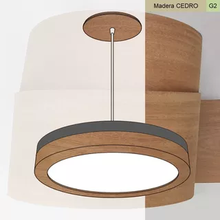 Lampara Techo Colgante Dual 32x6 24w Tubo Madera G2 + Color