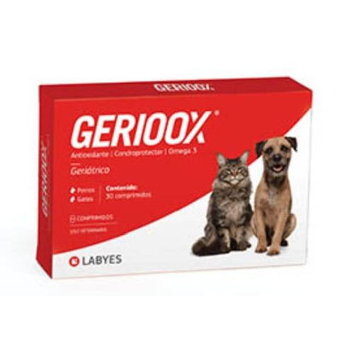 Suplemento en comprimidos Labyes Línea Senior Gerioox con omega 3 para perro/gato todas las edades todos los tamaños en blíster de 30 unidades
