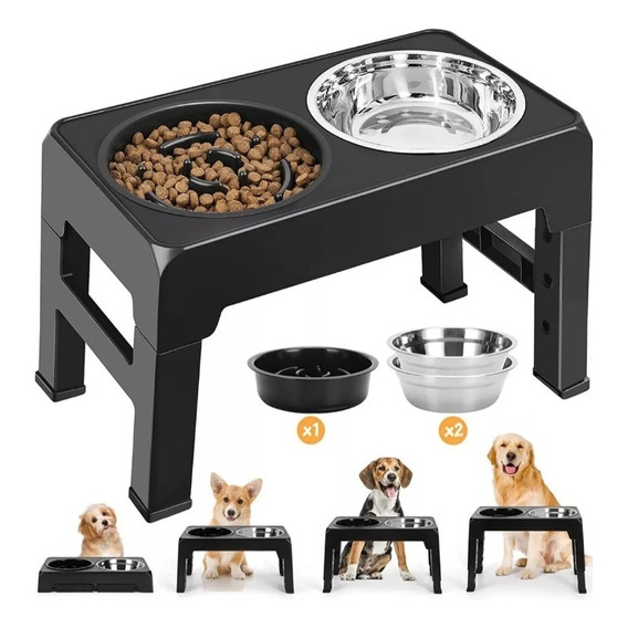 Comedero Elevado Para Perro Gatos, Plato Alimentación Lenta