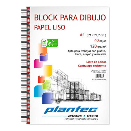 Block Plantec Dibujo Liso C/esp. A4 120grs. X40hjs